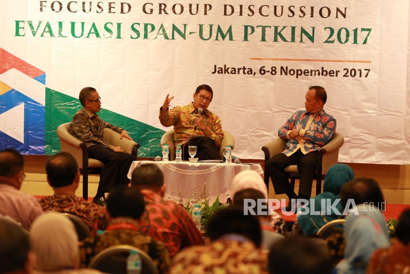 Menag Lukman Hakim Saifuddin memberi sambutan pada Evaluasi SPAN-UM PTKIN 2017 di Jakarta