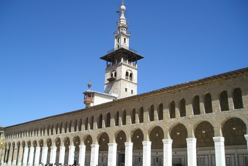Rekonstruksi Masjid Umayyah Sudah Dimulai. Foto: Menara Masjid Umayyah Damaskus, Suriah.