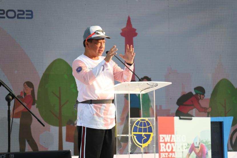 Mendagri saat menghadiri Kick Off PNKJ di Silang Monas, Jakarta, Sabtu (8/7/2023).