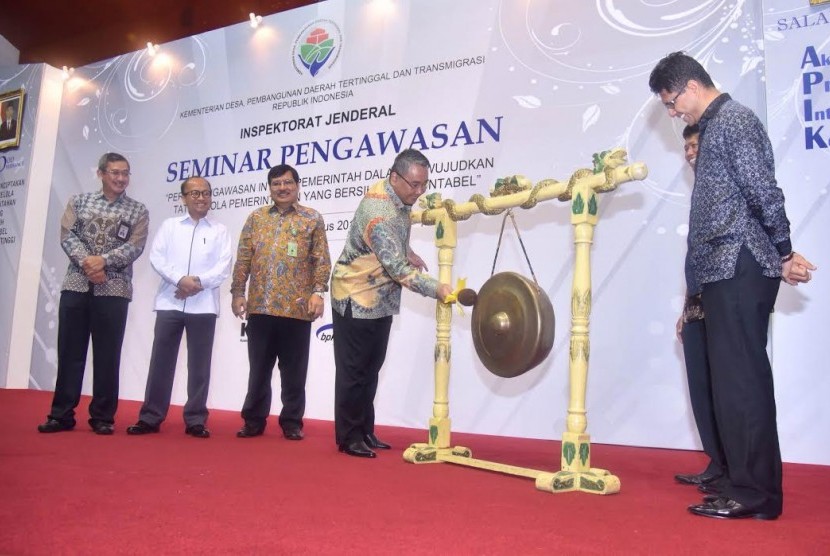 Mendes Eko Putro Sandjojo membuka Seminar Pengawasan 'Peran Pengawasan Intern Pemerintah dalam Mewujudkan Tata Kelola Pemerintahan yang Bersih dan Akuntabel', di Jakarta, Rabu (31/08).