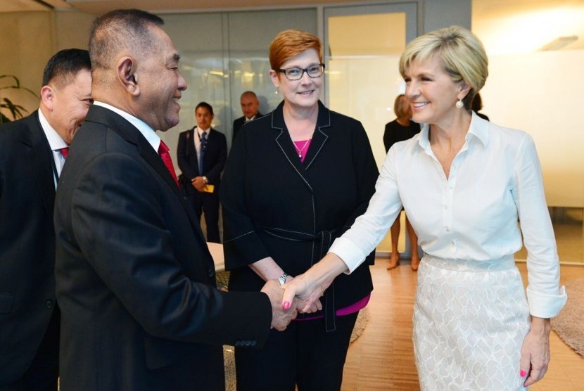 Indonesia's Defense Minister Ryamizard Ryacudu meets his Australian counterpart Marise Payne and Foreign Minister Julie Bishop in Sydney, Friday (March 16).