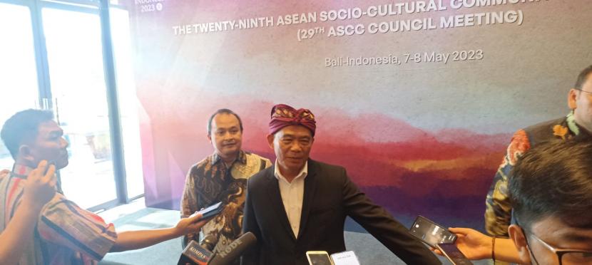 Menko PMK Muhadjir Effendy dalam kegiatan Asean Socio-Cultural Community (ASCC) Knowledge forum yang berlangsung di Sofitel, Nusa Dua, Kabupaten Badung, Provinsi Bali, Ahad (7/5/2023).