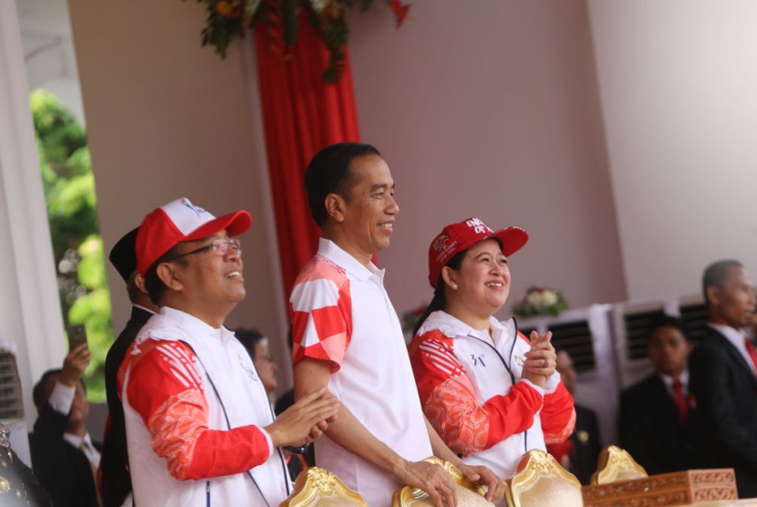 Menko PMK Puan Maharani bertemu Presiden Joko Widodo melaporkan keberhasilan pelaksanaan torch relay Asian Games 2018.