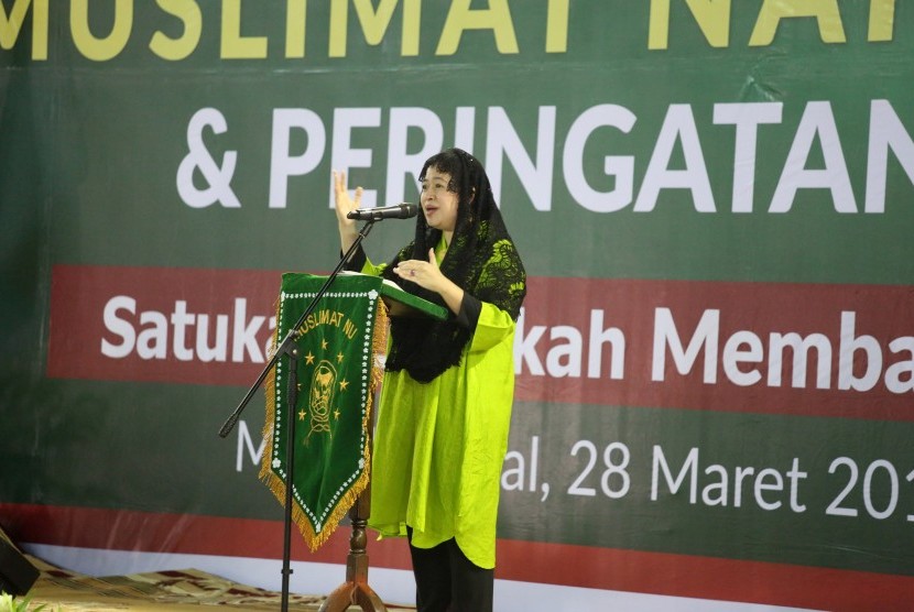 Menko PMK, Puan Maharani saat perayaan puncak peringatan Hari Lahir (Harlah) Muslimat NU ke-71, di Masjid Istiqlal, Jakarta
