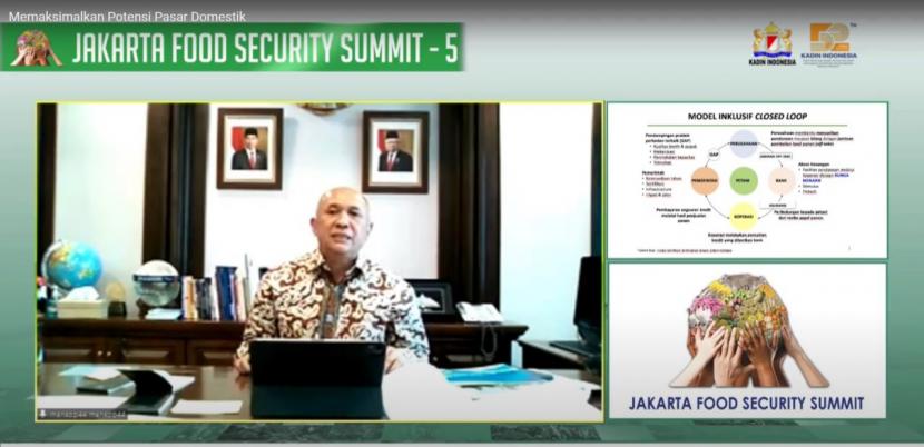 MenkopUKM Teten Masduki dalam acara Jakarta Food Security Summit yang digelar secara virtual, Rabu (18/11)