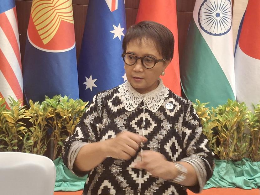 Menlu Retno Marsudi di KTT ASEAN di Laos, Jumat (11/0/2024).