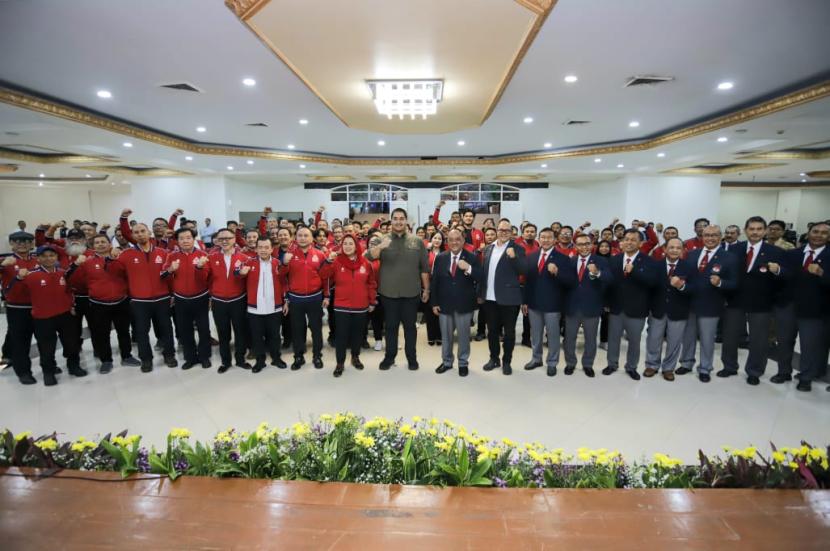Menpora Dito Ariotedjo saat menghadiri acara pelantikan PP FPTI periode 2023-2027 di Jakarta.