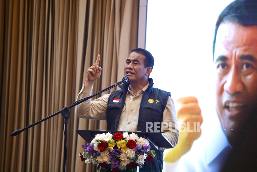 Mentan Amran dalam pembukaan acara Workshop Manajemen Pendampingan Brigade Pangan di Kantor Pusat Kementerian Pertanian (Kementan), Ragunan, Jakarta Selatan.