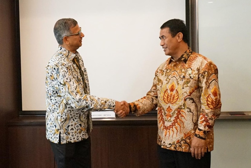 Mentan Andi Amran Sulaiman saat bertemu dengan Perwakilan FAO untuk Indonesia dan Timor Leste, Rajendra Aryal di Hotel Mulia Jakarta, Selasa, (28/11/2023).
