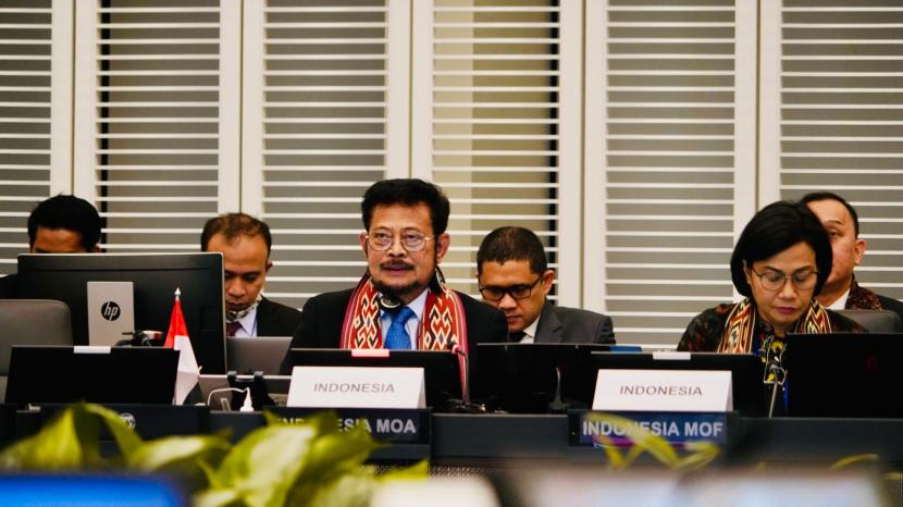 Mentan Syahrul Yasin Limpo berbicara dihadapan Para Menteri Keuangan dan Menteri Pertanian Negara - Negara G20 yang hadir pada Joint Finance and Agriculture Ministers’ Meeting (JFAMM) G20 di Washington DC, Amerika Serikat.