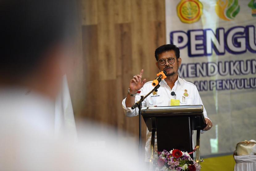 Mentan Syahrul Yasin Limpo dalam acara Rapat Koordinasi Penguatan Kostratani Mendukung Ketahanan Pangan Nasional.