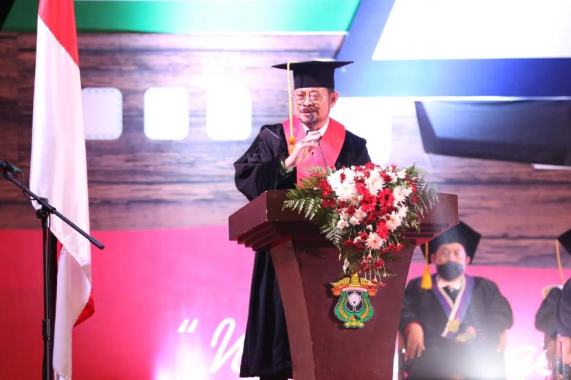 Mentan Syahrul Yasin Limpo membawakan orasi dalam Dies Natalis Universitas Hasanuddin ke-66.