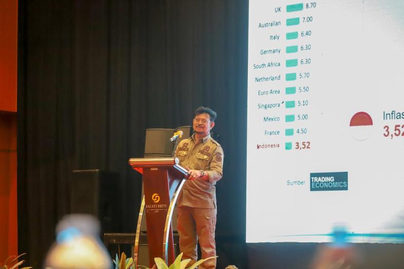 Mentan SYL pada saat membuka Rapat Koordinasi Kelapa Sawit se- Provinsi Kalimantan Selatan (Kalsel) di Banjarmasin, Selasa (22/8/23).