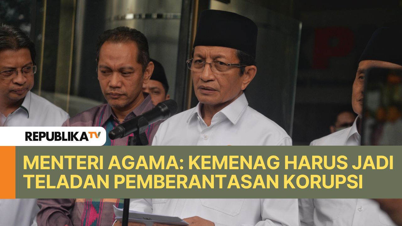 Menteri Agama Nasaruddin Umar didampingi Wakil Ketua KPK Nurul Ghufron (dua kiri).