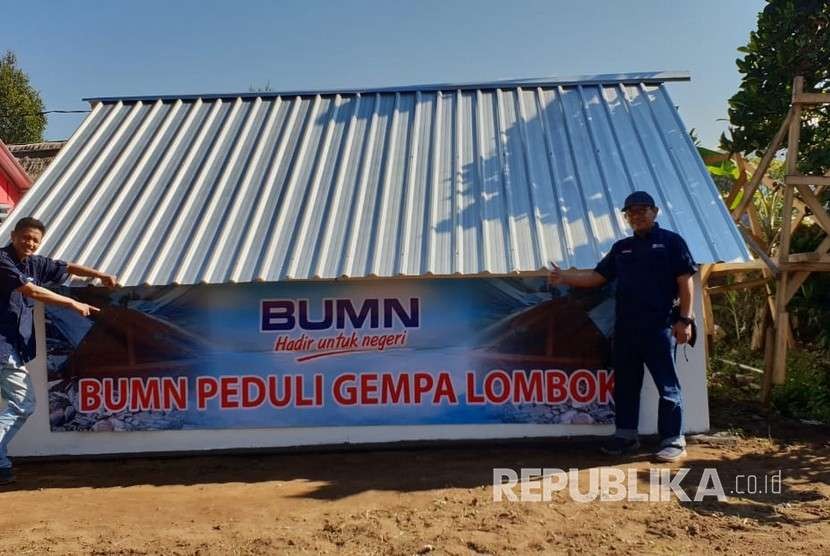 Huntara (hunian sementara) yang dibangun untuk korban gempa Lombok, karya rancang bangun Dompet Dhuafa (DD).