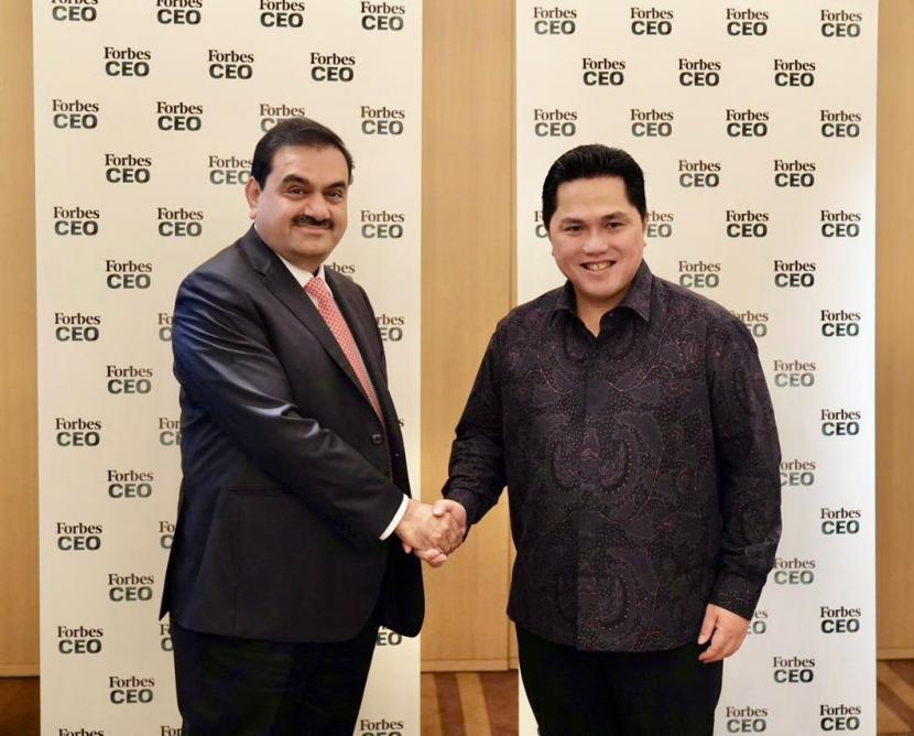 Menteri BUMN Erick Thohir bertemu dengan Gautam Adani, Chairman dari Adani Group yang merupakan perusahaan multinasional dari India.