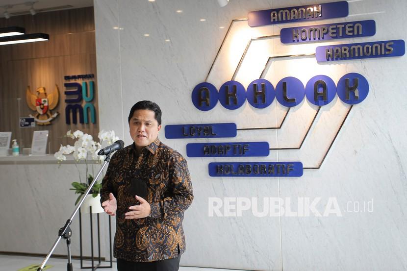 Menteri BUMN Erick Thohir. Erick meminta BUMN mewujudkan ketahanan pangan dengan berkolaborasi.