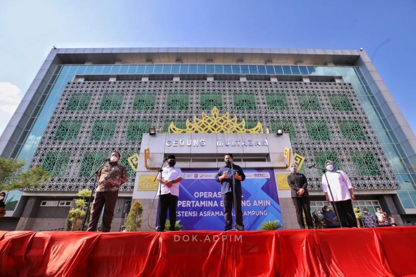 Menteri BUMN Erick Thohir meresmikan operasional Rumah Sakit Bintang Amin Ekstensi Asrama Haji Lampung pada Ahad (8/8).