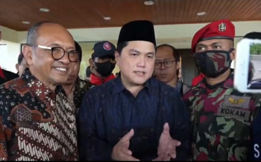 Menteri BUMNN Erick Thohir menghadiri agenda Muktamar Muhammadiyah di Solo, Jawa Tengah.