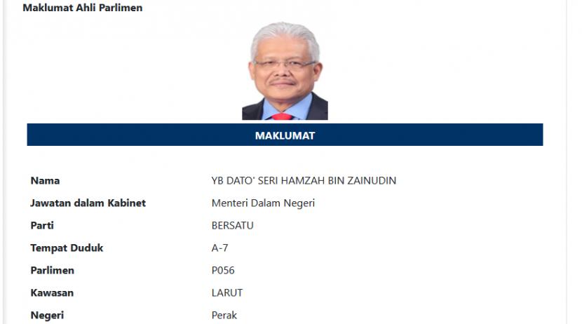 Menteri Dalam Negeri Malaysia Dato Seri Hamzah bin Zainuddin.