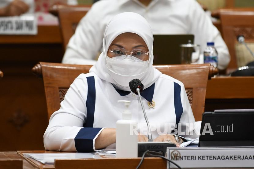 Menteri Ketenagakerjaan Ida Fauziyah. Menaker sebut pemerintah siap menyambut RUU PPRT menjadi inisiatif DPR.