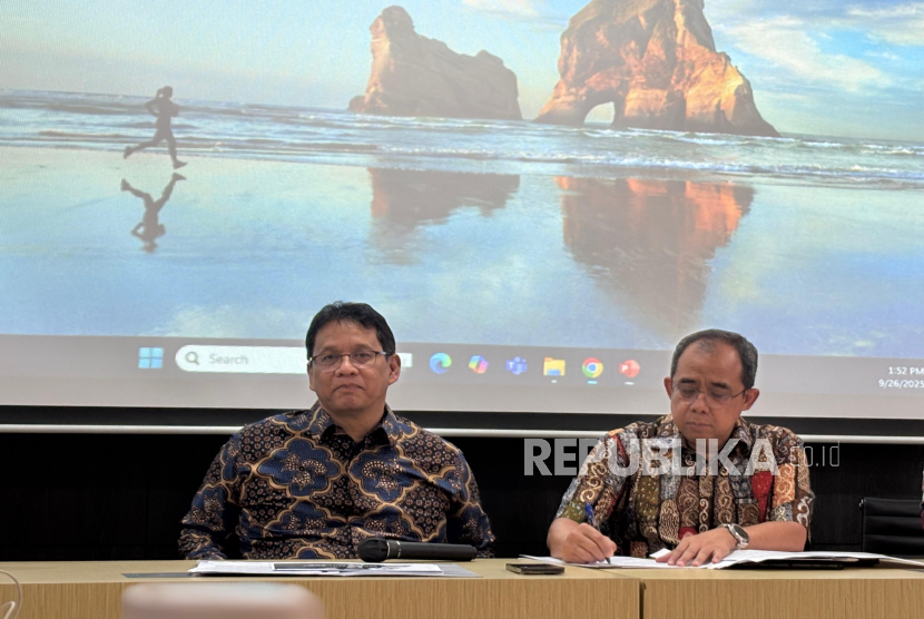 Menteri Keuangan Purbaya Yudhi Sadewa dalam diskusi bersama wartawan di Kantor Kementerian Keuangan RI Jakarta, Jumat (26/9/2025).  