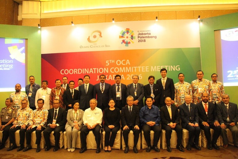 Menteri Koordinator bidang Pembangunan Manusia dan Kebudayaan (Menko PMK) Puan Maharani saat memberikan sambutan pada acara Pembukaan The 5th Coordination Committe Meeting OCA (Olympic Council of Asia) dan INASGOC guna persiapan penyelenggaraan Asian Games