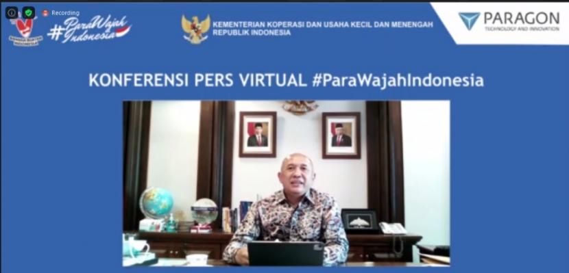  Menteri Koperasi dan Usaha Koperasi Mikro (UKM) Teten Masduki pada peluncuran kampanye #ParaWajahIndonesia (secara daring) dengan tema “Para Wajah Wirausaha Indonesia: Menang Lawang Pandemi, Hidupkan Ekonomi”, Jumat (13/11). 