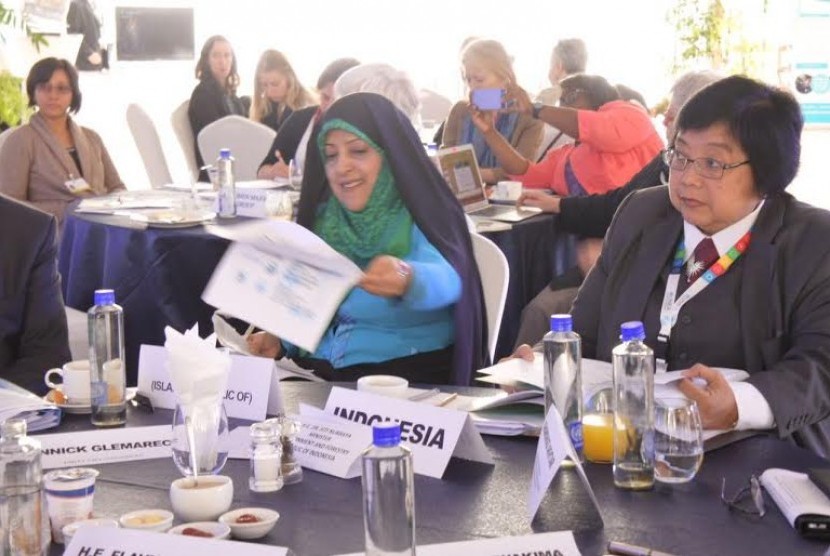 Menteri LHK Siti Nurbaya dalam Breakfast Meeting acara Network of Women Ministers and Leaders for Environment (NWME).