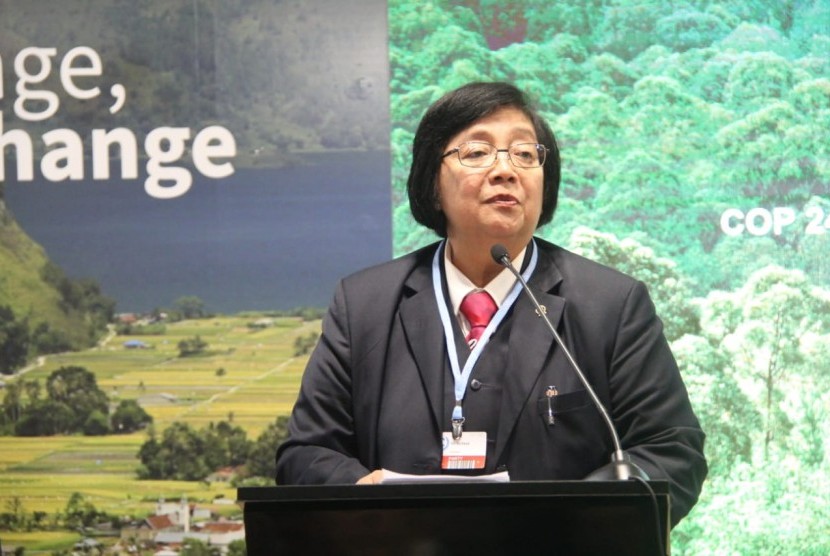 Menteri Lingkungan Hidup dan Kehutanan Siti Nurbaya saat menghadiri  Konferensi Perubahan Iklim (COP) 24 di Katowice, Polandia.