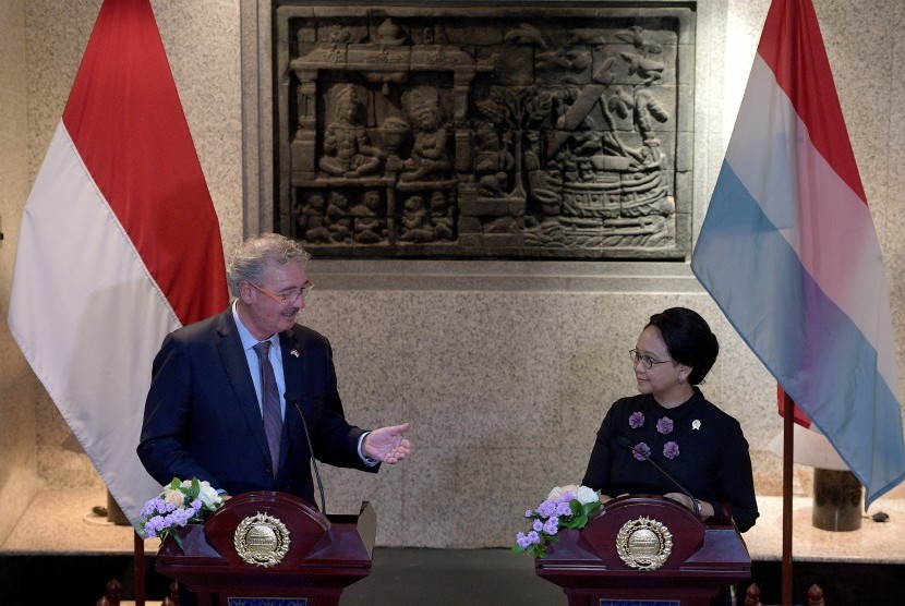 Menteri Luar Negeri Retno Marsudi menerima kunjungan Menteri Luar Negeri Luksemburg Jean Asselborn di Jakarta, Kamis (25/5/2023)