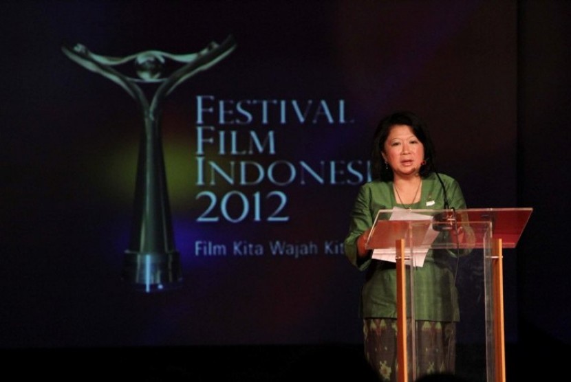 Menteri Pariwisata dan Ekonomi Kreatif, Mari Elka Pangestu, berbicara dalam malam pengumuman nominasi FFI 2012