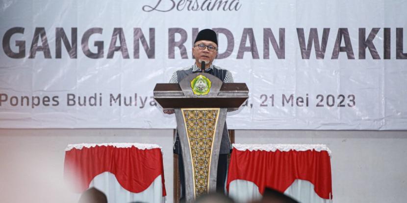 Menteri Perdagangan (Mendag) Zulkifli Hasan menghadiri halal bihalal bersama sekitar tujuh ribu warga Lembaga Dakwah Islam Indonesia (LDII) di Gedung serba guna Yayasan Budi Mulia, pada Ahad (21/5/2023). 