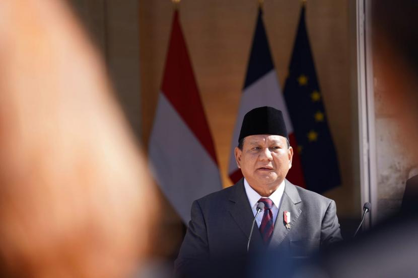 Menteri Pertahanan (Menhan) Prabowo Subianto di Paris, Prancis, Jumat (21/7/2023).
