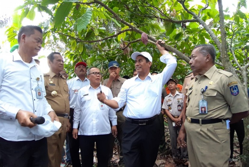 Menteri Pertanian Andi Amran Sulaiman di Kabupaten Luwu, Sulawesi Selatan, Senin (11/3).