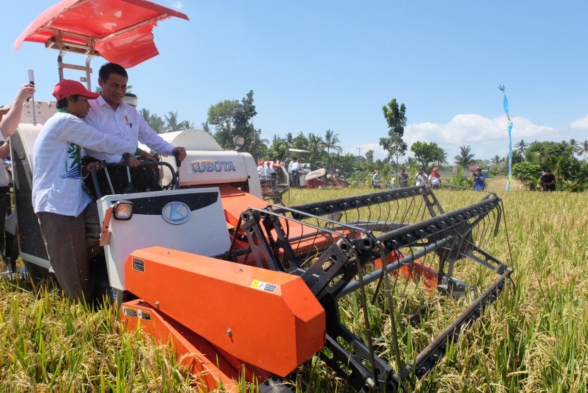 Menteri Pertanian Andi Amran Sulaiman saat melakukan panen padi di daerah, beberapa waktu lalu.