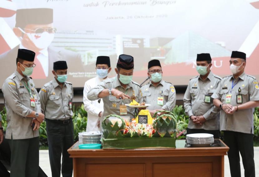 Menteri Pertanian (Mentan) Syahrul Yasin Limpo dalam acara Tasyakuran satu tahun Kementerian Pertanian Kabinet Indonesia Maju.