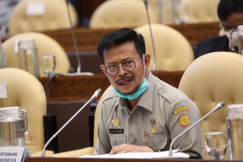 Menteri Pertanian (Mentan) Syahrul Yasin Limpo menghadiri Rapat Kerja bersama Komisi IV DPR RI, di Gedung Parlemen, Senayan, Jakarta, Senin, (22/6) .