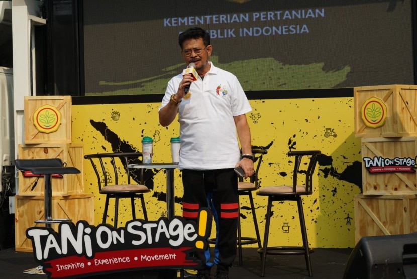 Menteri Pertanian, Syahrul Yasin Limpo di sela-sela Tani On Stage sebagai rangkaian acara Healthy Street Food Festival 2019 di Gelora Bung Karno, Sabtu (10/11).