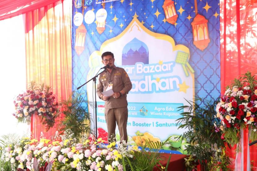 Menteri Pertanian Syahrul Yasin Limpo membuka kegiatan Gebyar Bazar Ramadhan Perempuan Tani HKTI di Agro Edu Wisata Ragunan, Selasa (19/4/2022).