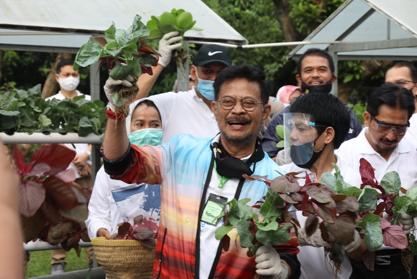 Menteri Pertanian Syahrul Yasin Limpo mengkampanyekan Gerakan Diversifikasi Pangan dalam rangkaian acara Hari Krida Pertanian di Jakarta, Ahad (28/6). 