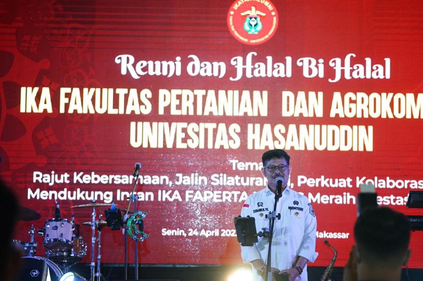 Menteri Pertanian Syahrul Yasin Limpo (Mentan SYL) mengajak keluarga besar Ikatan Alumni Fakultas Pertanian Universitas Hasanuddin Makassar untuk mendobrak pertanian tradisional menjadi pertanian modern.