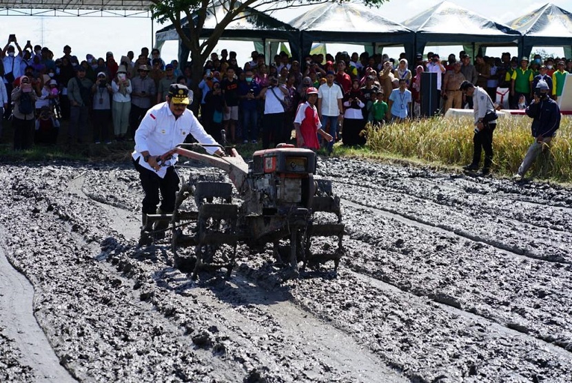 Menteri Pertanian Syahrul Yasin Limpo mendorong Pemerintah Daerah Kabupaten Klaten untuk mengembangkan beras lokal merek rojolele yang merupakan beras setempat hasil panen raya IP400.
