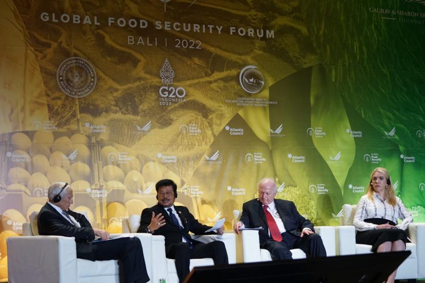 Menteri Pertanian Syahrul Yasin Limpo (Mentan SYL) saat menjadi pembicara pada Global Food Security forum yang digelar Ahad (13/11/2022).