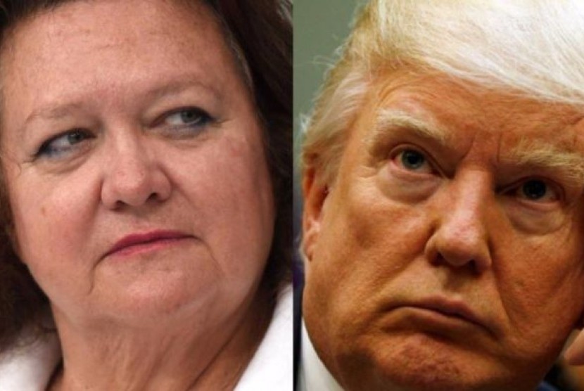 Meski kekayaan Gina Rhinehart hampir naik dua kali lipat, kekayaan Donald Trump justru merosot 1 miliar dolar.