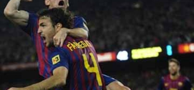 Messi-Fabregas meluapkan kegembiraan