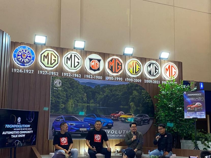MG menggelar diskusi dalam mendorong percepatan transisi kendaraan listrik di Indonesia arena GIIAS BSD, Tangerang, Kamis (17/8/2023).
