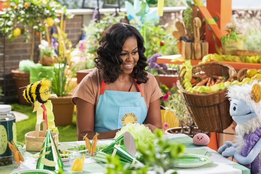 Michelle Obama membintangi tayangan anak-anak berjudul Waffles + Mochi.