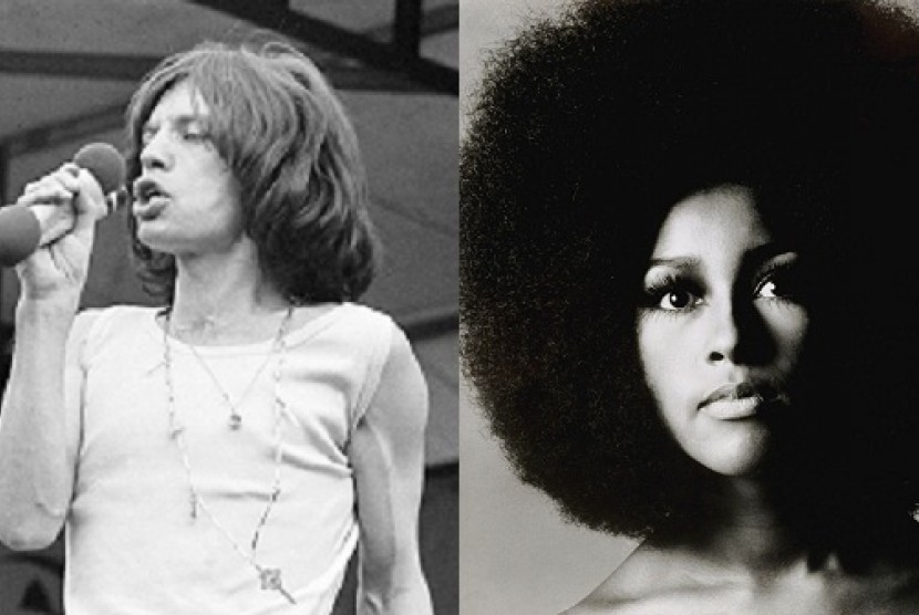 Mick Jagger, lead singer of The Rolling Stones, singing during a free, five-hour concert before nearly 250,000 fans in Hyde Park in London, England, on July 5 1969 (left picture) and Marsha Hunt. (file photo)    