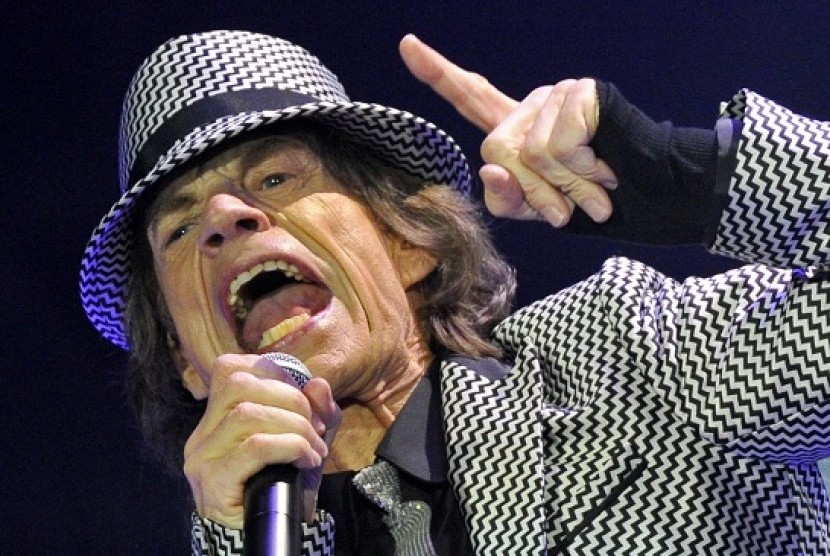 Mick Jagger performs with the Rolling Stones at the O2 Arena in London on Sunday.   